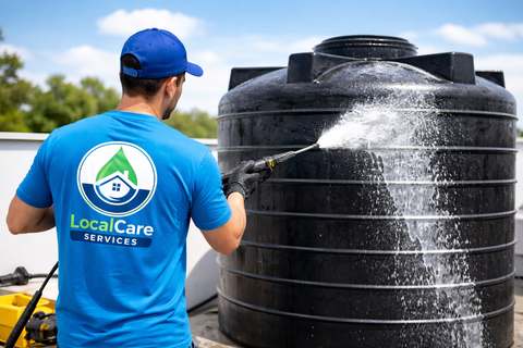 LocalCare technician cleaning water tank